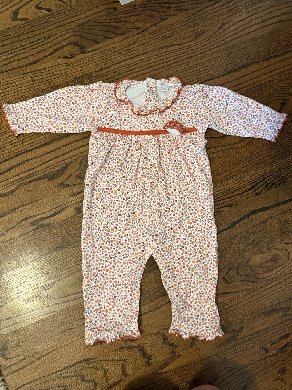 Kissy Kissy Orange Floral Pima Cotton Ruffle Playsuit 9M